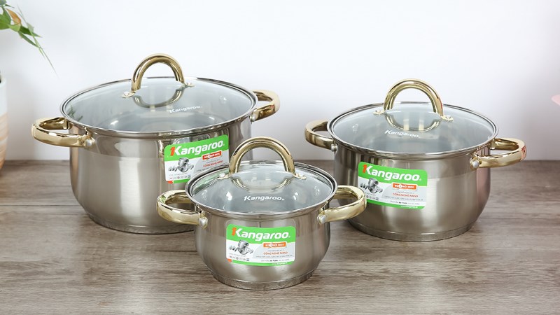 Bộ nồi bếp từ inox 5 đ&aacute;y Kangaroo KG846/865