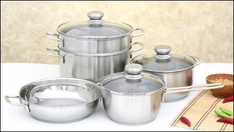 Bộ nồi inox 3 đ&aacute;y của Fivestart FS 08CG1