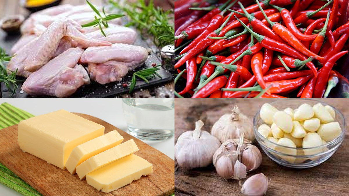 Nguyên liệu món ăn cánh gà chiên bơ tỏi