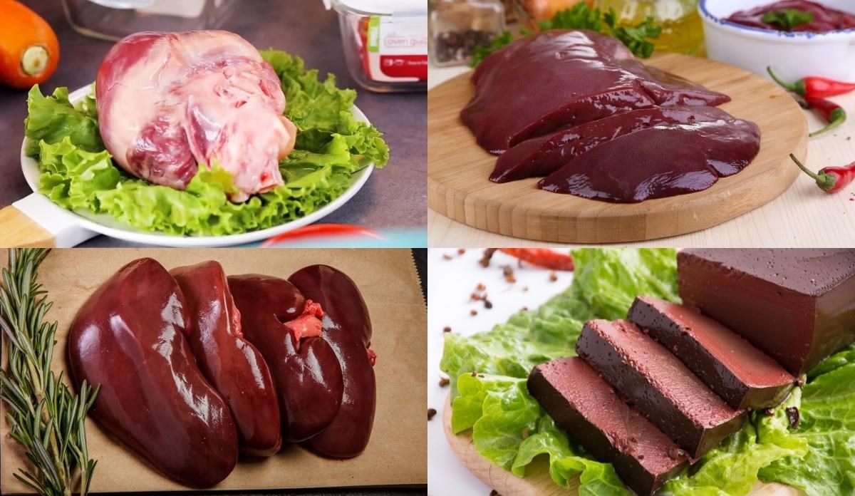 Nguyên liệu nấu canh lòng lợn với huyết