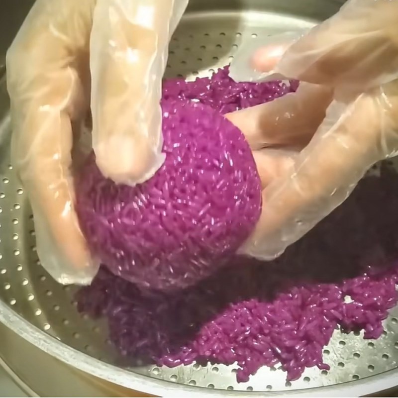 Bước 7 Hấp xôi Xôi trân châu xanh tím