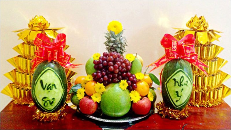 Các loại trái cây trưng bày ngày Tết