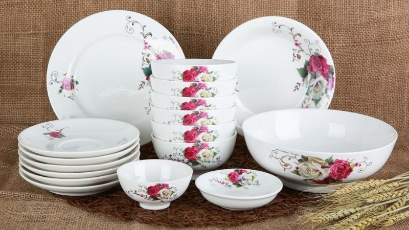 Bộ ch&eacute;n, dĩa sứ cao cấp Minh Ch&acirc;u