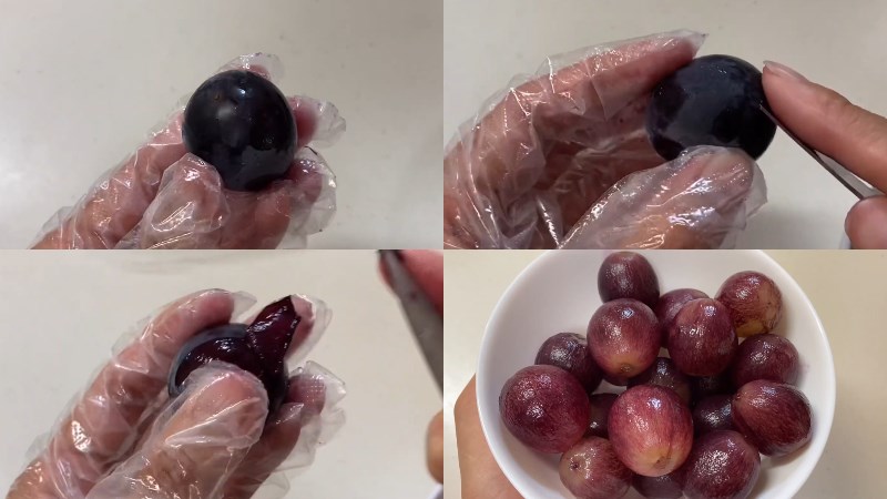 D&ugrave;ng dao bóc vỏ nho