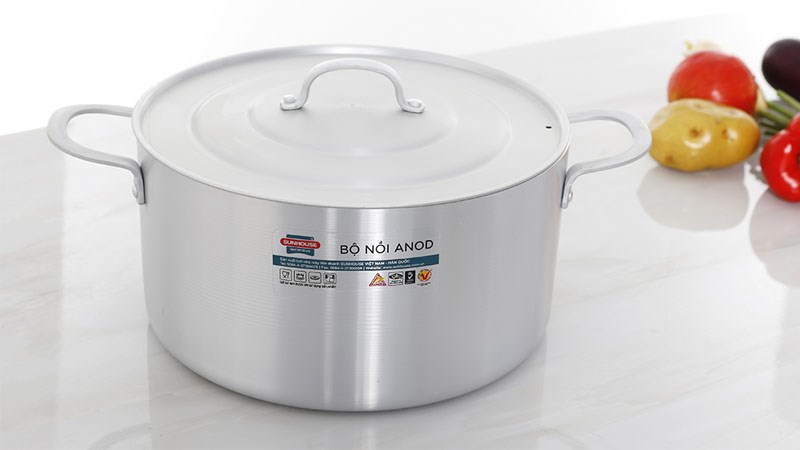 Nồi nh&ocirc;m anod nắp nh&ocirc;m 20 cm Sunhouse SH6542-20