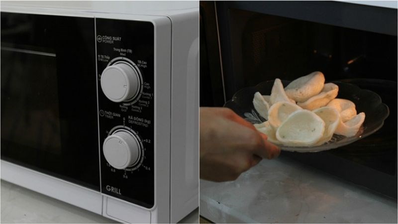 Chi&ecirc;n b&aacute;nh phồng t&ocirc;m bằng l&ograve; vi s&oacute;ng