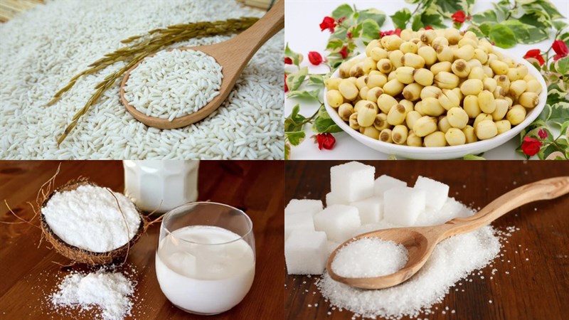 nguyên liệu làm xôi hạt sen (công thức được chia sẻ từ người dùng)