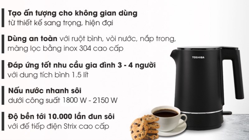 B&igrave;nh đun si&ecirc;u tốc Toshiba 1.5 l&iacute;t KT-15DS1NV