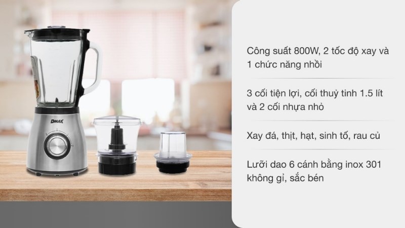 M&aacute;y xay sinh tố cối thủy tinh DMAX BL9702-GS
