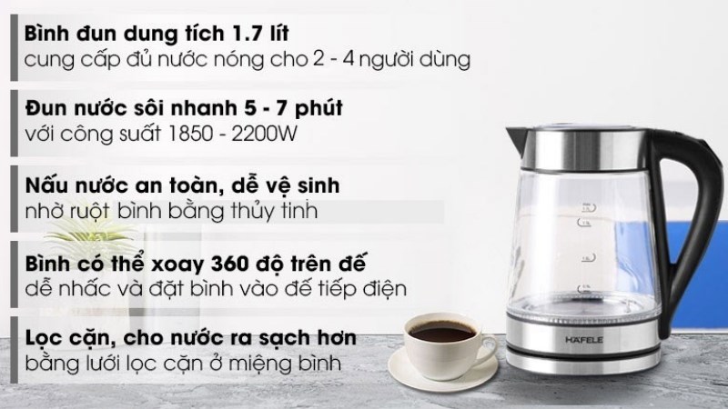 B&igrave;nh đun si&ecirc;u tốc Hafele T-602C (535.43.732) 1,7L