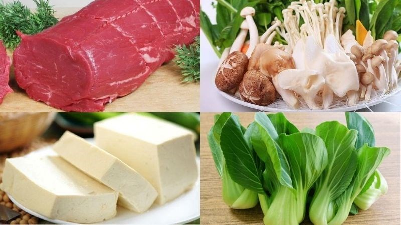 Nguyên liệu món ăn lẩu bò hàn quốc