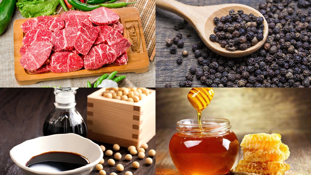 Nguyên liệu món ăn thịt bò nướng tiêu