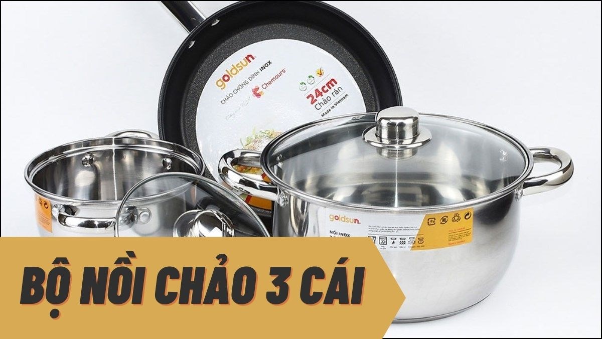 2 bộ nồi chảo 3 cái