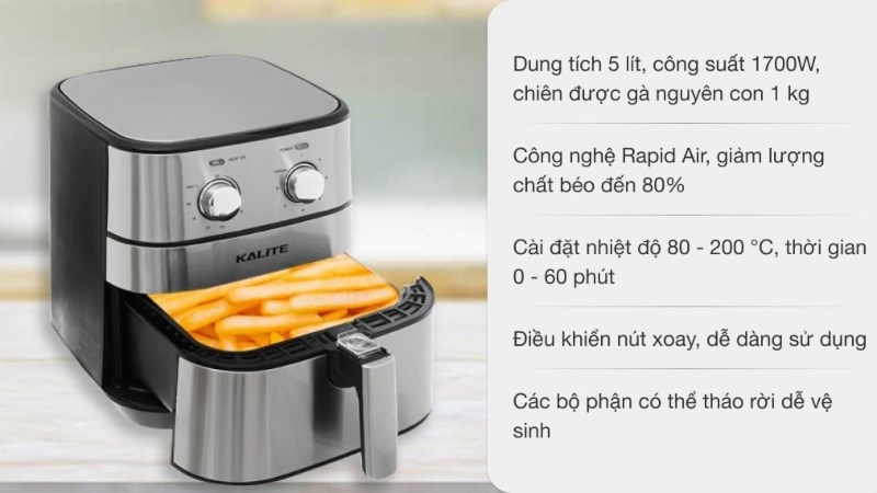 Nồi chi&ecirc;n kh&ocirc;ng dầu Kalite Q5