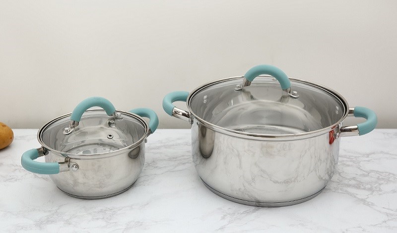 Bộ hai nồi inox 3 đáy nắp kiếng