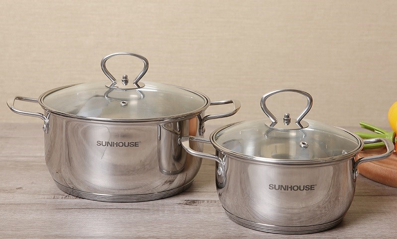Bộ 2 nồi inox 5 đáy nắp kính