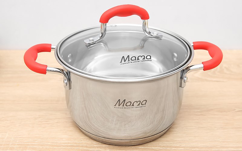 Nồi inox 5 đ&aacute;y nắp k&iacute;nh Sunhouse Mama SHG2516MSD 