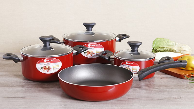 Bộ nồi chảo nh&ocirc;m chống d&iacute;nh Elmich EL1162
