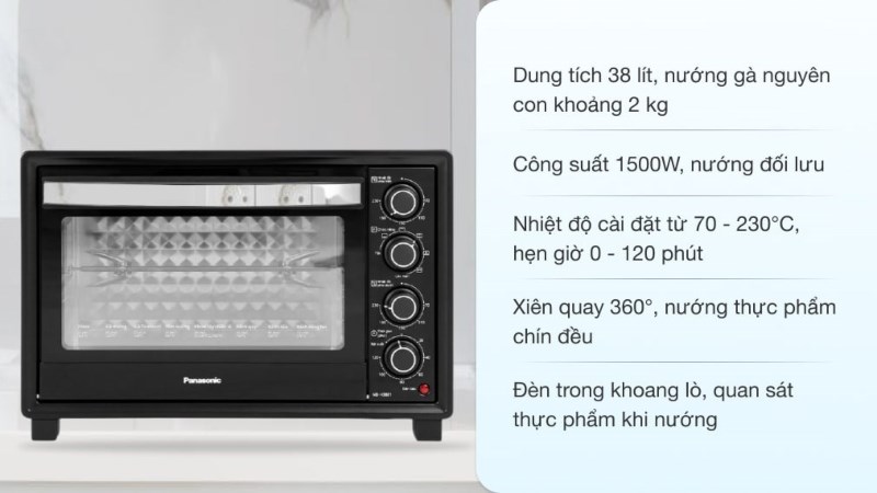 Lò nướng thùng Panasonic 38 lít NB-H3801KRA
