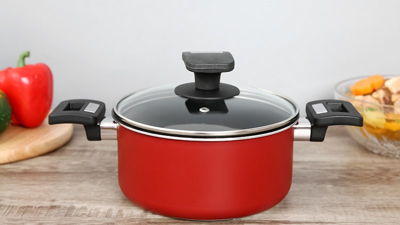 Nồi nh&ocirc;m chống d&iacute;nh nắp k&iacute;nh Hommy NE001-18/NE002-22