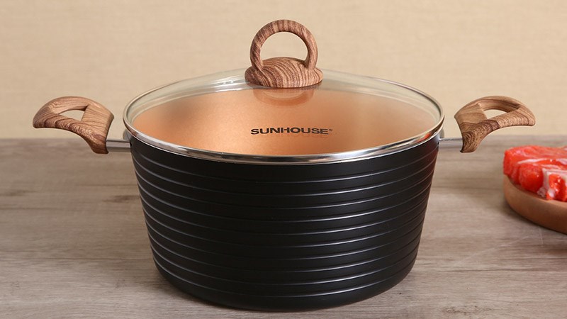 Nồi nh&ocirc;m chống d&iacute;nh nắp k&iacute;nh Sunhouse SHG2018MCA/SHG2020MCA/SHG2024MCA