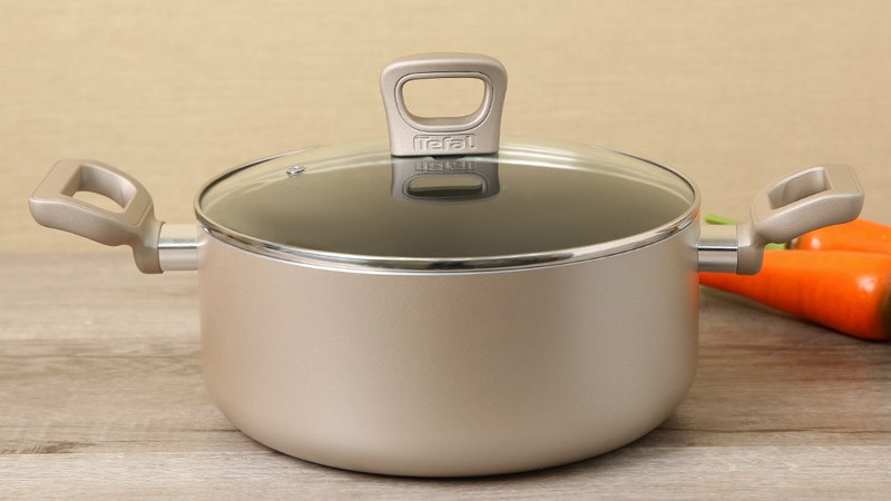 Nồi nh&ocirc;m chống d&iacute;nh nắp k&iacute;nh Tefal H9104314/H9104414/H9104614