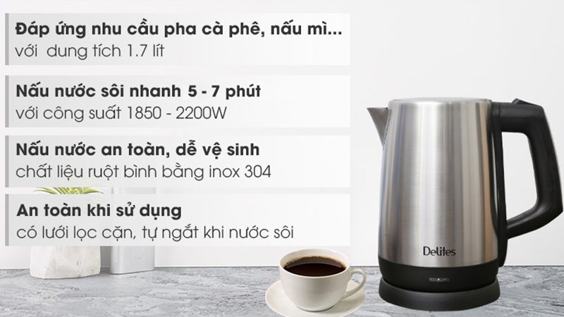 B&igrave;nh đun si&ecirc;u tốc inox 304 Delites ST17SO3