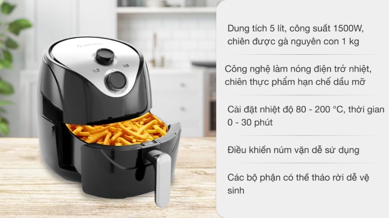 Nồi chi&ecirc;n kh&ocirc;ng dầu Rapido RAF5.0M