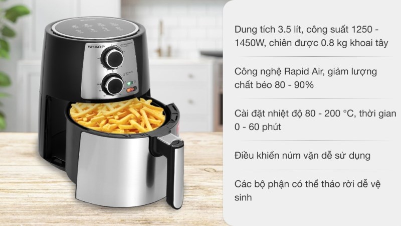 Nồi chi&ecirc;n kh&ocirc;ng dầu Sharp KF-AF42MV-ST