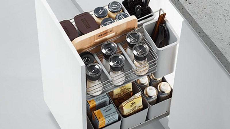 Tủ k&eacute;o ẩn trong tủ bếp