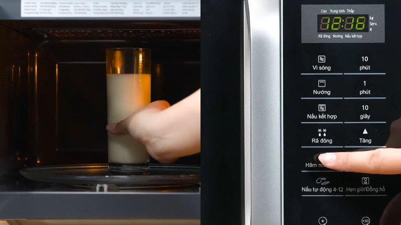 H&acirc;m n&oacute;ng sữa bằng l&ograve; vi s&oacute;ng Panasonic NN-GT35HMYUE