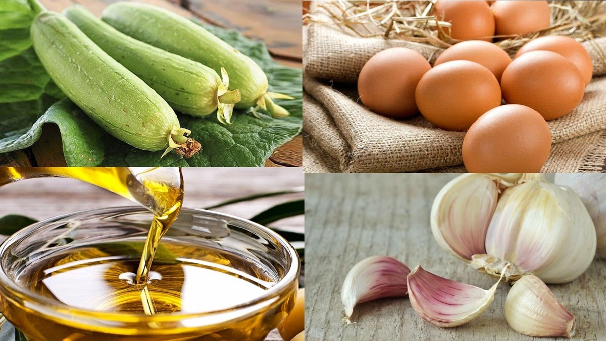 Nguyên liệu món ăn mướp xào trứng