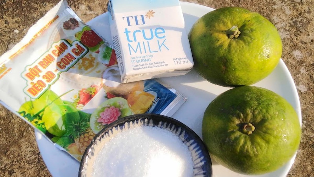 Nguyên liệu món ăn thạch rau câu cam tươi