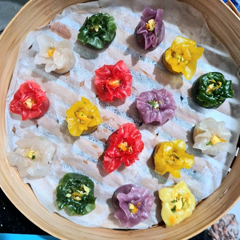 Bước 5 Hấp bánh Há cảo thủy tinh hình hoa pha lê