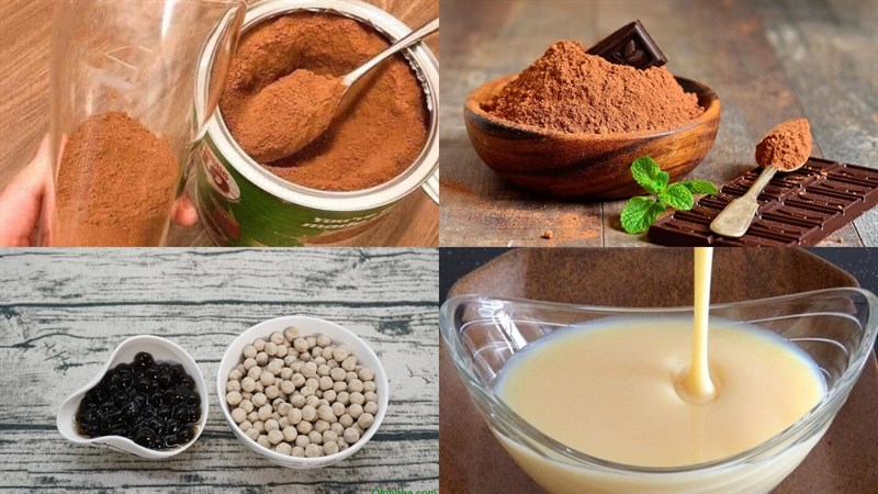 Nguyên liệu món ăn milo dầm bánh flan, milo dầm trân châu