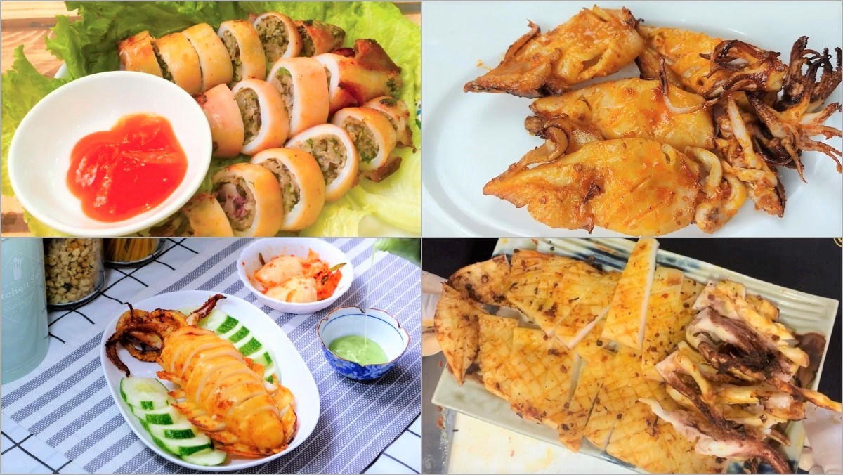 Mực nướng bằng nồi chiên không dầu