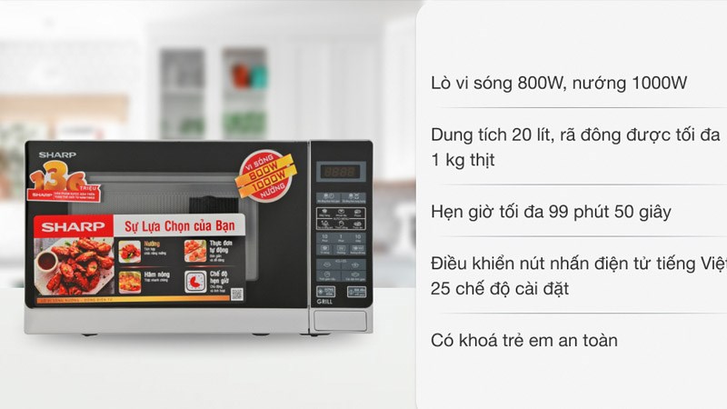 L&ograve; vi s&oacute;ng c&oacute; nướng Sharp R-G272VN-S