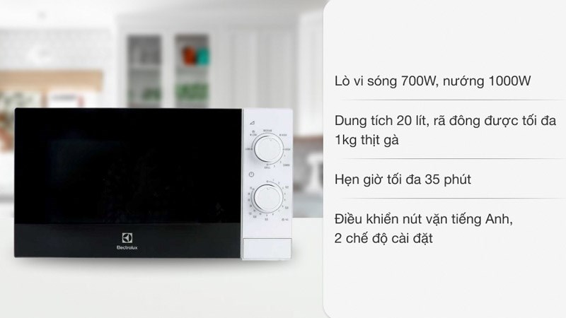 L&ograve; vi s&oacute;ng c&oacute; nướng Electrolux EMM2022GW
