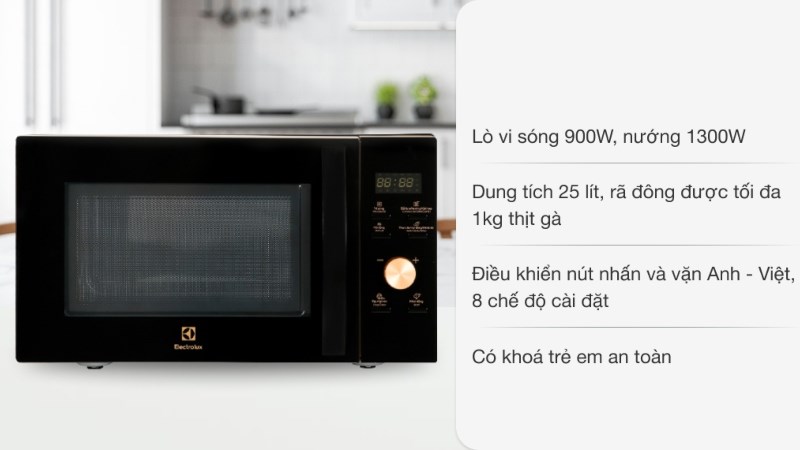 L&ograve; vi s&oacute;ng c&oacute; nướng Electrolux EMC25D59EB 25 l&iacute;t