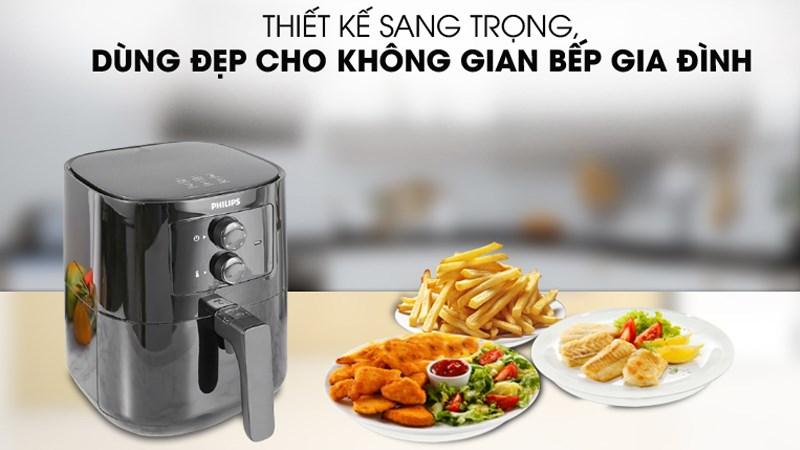 Nồi chi&ecirc;n kh&ocirc;ng dầu Philips n&uacute;t xoay
