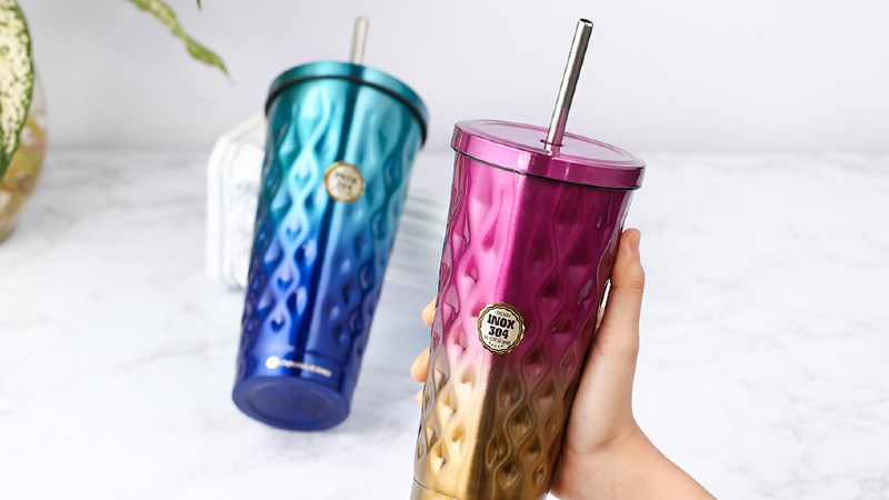 Ly giữ nhiệt inox c&oacute; ống h&uacute;t 550 ml DMX TH05094