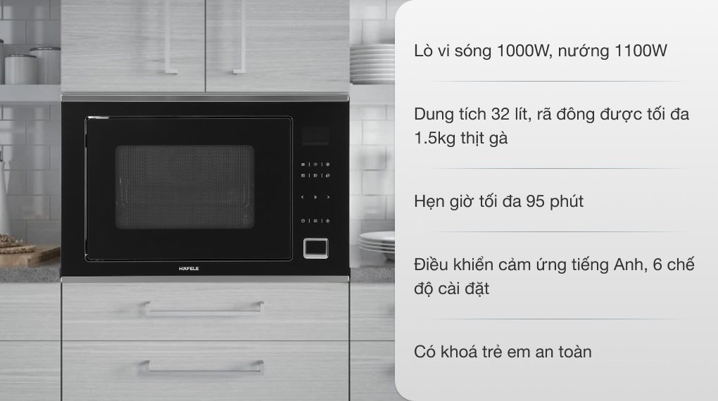 Lò vi sóng có nướng lắp âm Hafele HM-B38C (538.01.111)