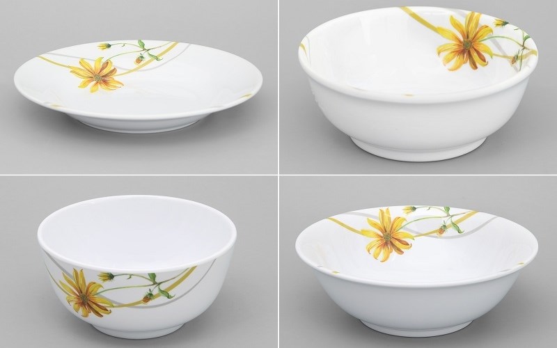 Bộ chén dĩa melamine Vinh Cơ hoa cúc vàng