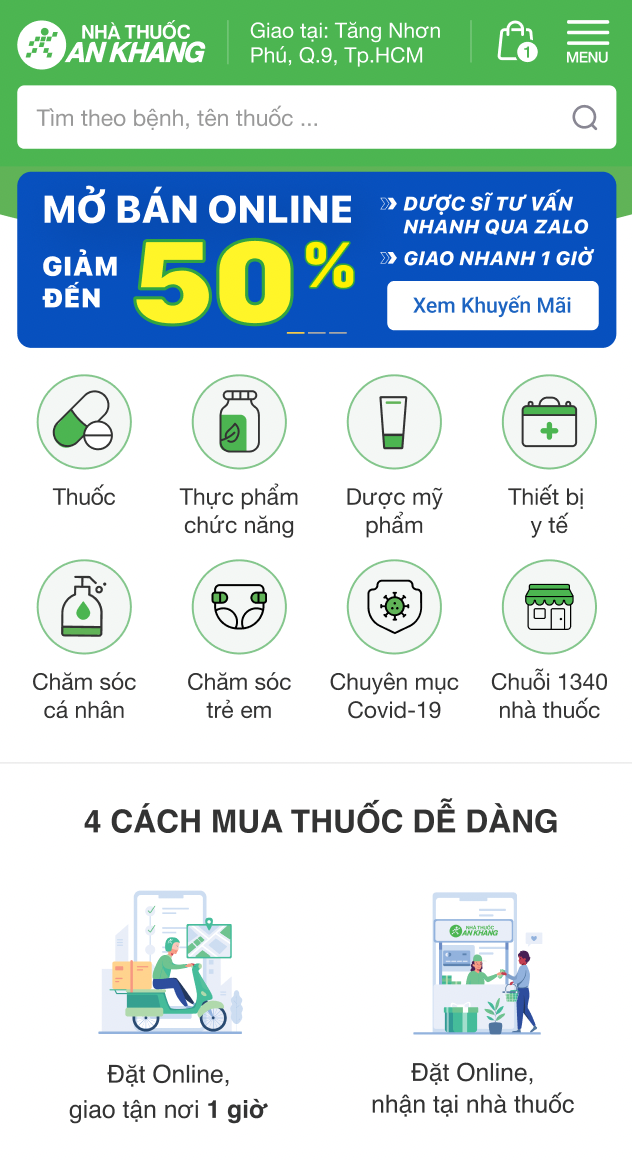 Hướng dẫn đặt mua hàng tại website nhà thuốc An Khang