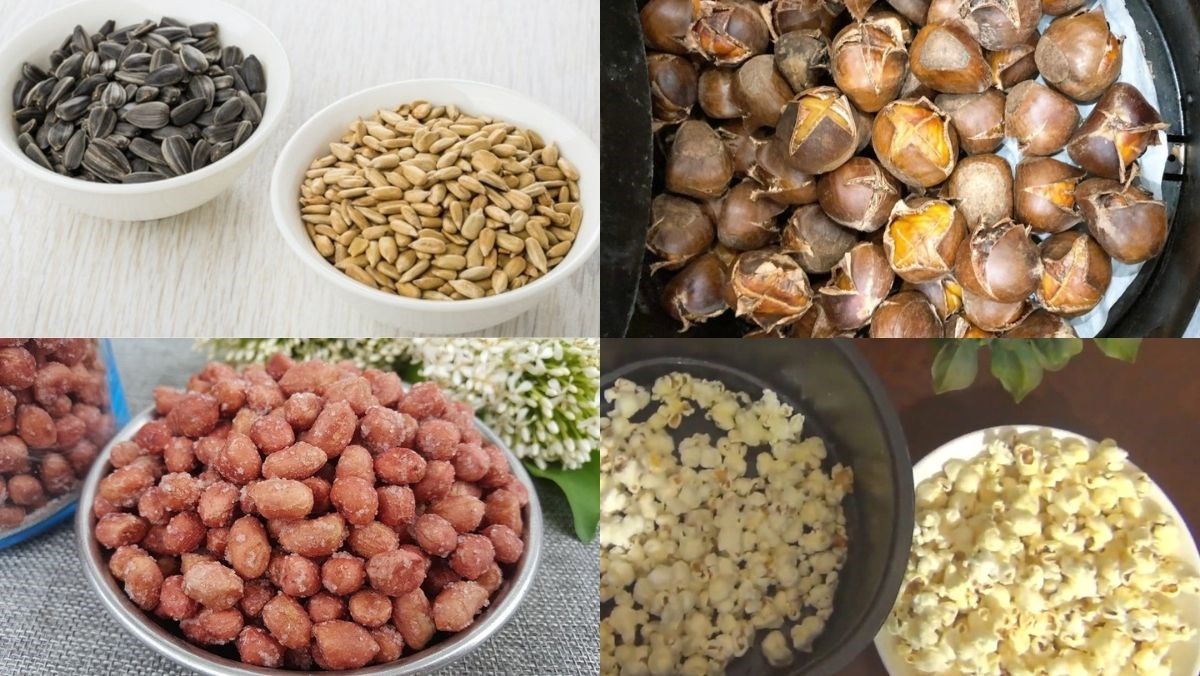 Rang hạt bằng nồi chiên không dầu