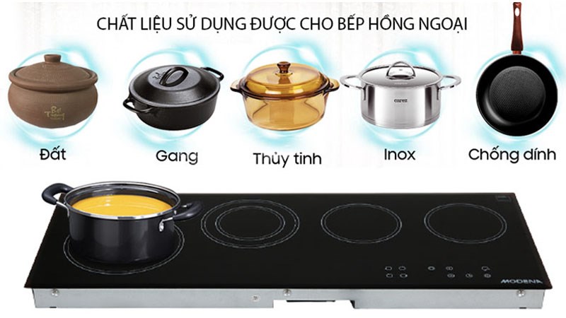 Bếp hồng ngoại 4 vùng nấu lắp âm Modena BC 1941