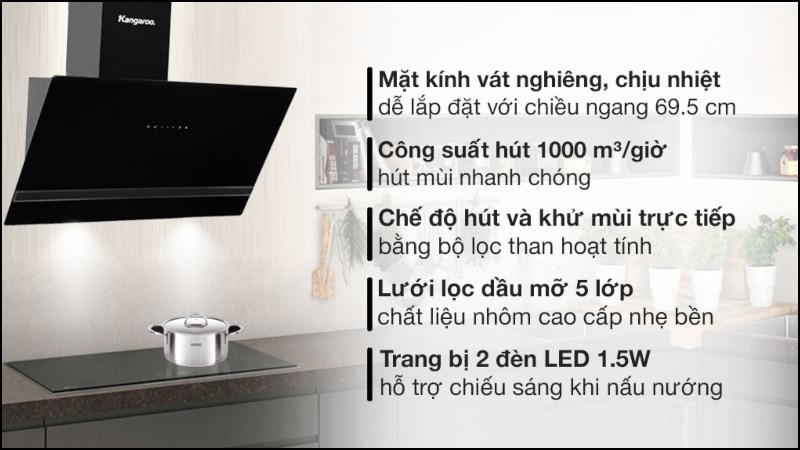 Máy hút mùi áp tường Kangaroo KG1361