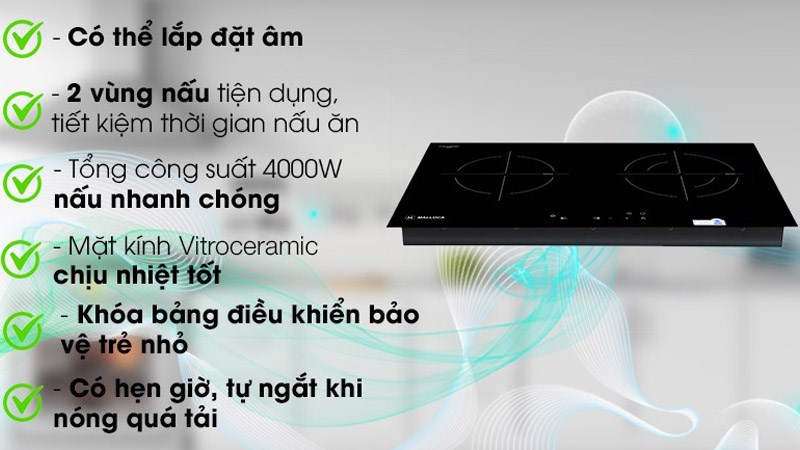 Bếp hồng ngoại đôi lắp âm Malloca MH-7320R