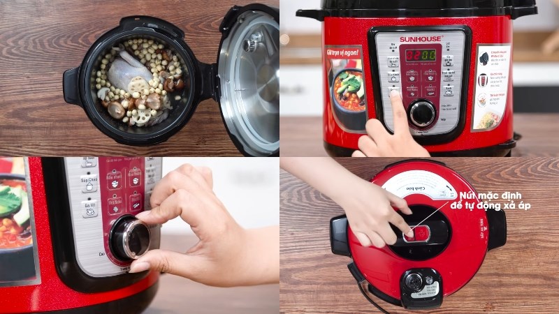 C&aacute;ch sử dụng nồi &aacute;p suất điện Sunhouse SHD 1767 6.0