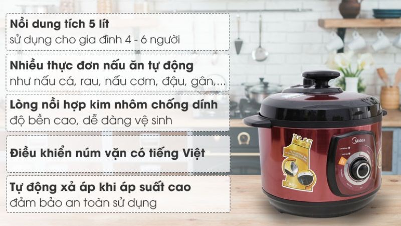 Ưu điểm nồi áp suất điện nút vặn Midea